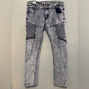 Vintage Fusai Skinny Jeans Men’s 34 Moto Denim‎ Acid Wash Stretch Y2K 90’s